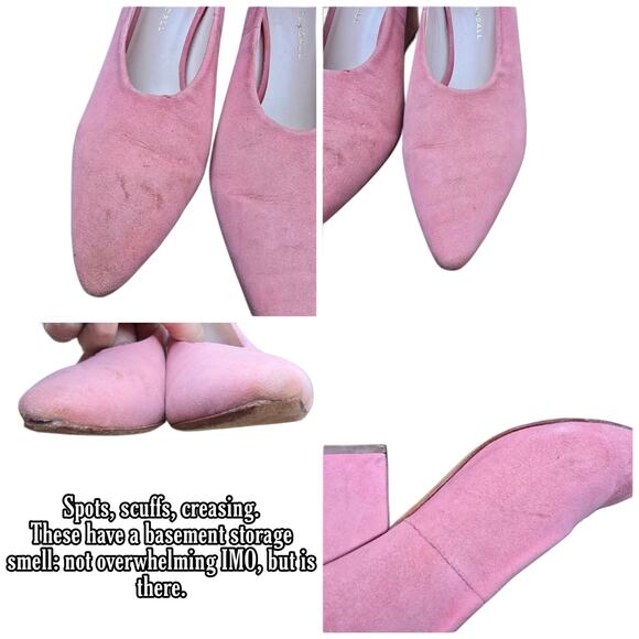 Pink Suede Pumps Loeffler Randall Size 7 Chunky Heel Pointed Toe Leather Sole - Picture 8 of 12